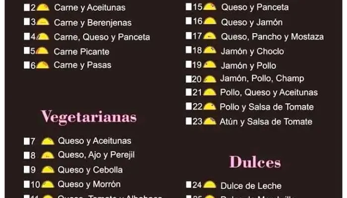 9 Reinas -  Menu - Montevideo