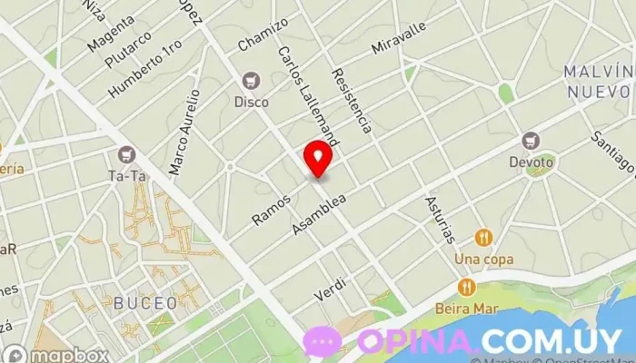 mapa de Academia Internacional de Danza y Arte - Polzoni Garcia Escuela de arte en Montevideo