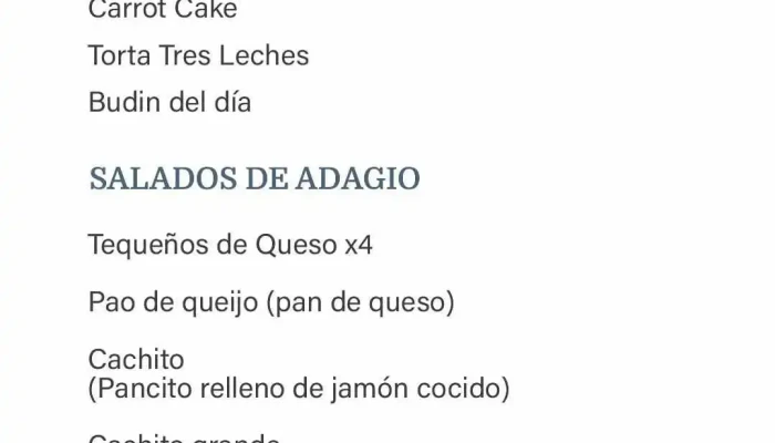 Adagio Libreria Cafe Menu - Montevideo