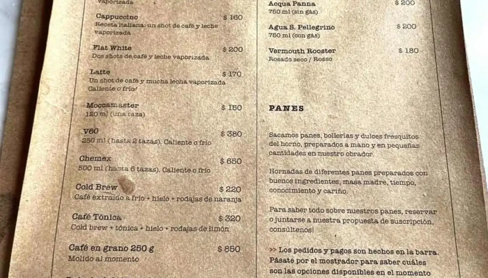 Albertine Pan Y Cafe Menu - Col. del Sacramento
