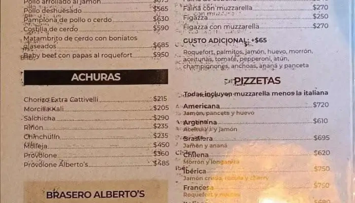 Albertos Menu - Montevideo