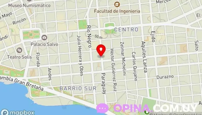 mapa de Alianza Cultural Uruguay-Estados Unidos Centro escolar, Centro educativo, Productora de teatro en Montevideo