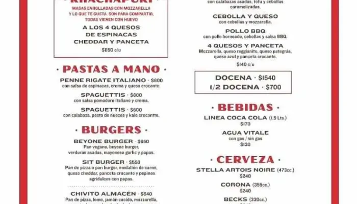Almacen De Pizzas Menu - Montevideo
