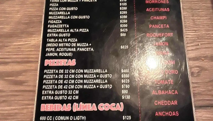 Alta Pizza Malvin -  Menu - Montevideo