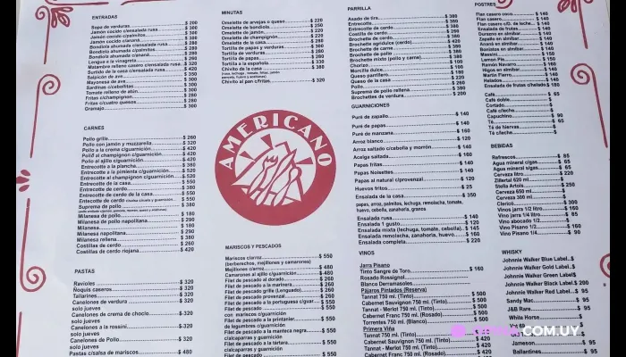 Americano Menu - Rocha