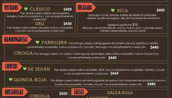 Amorcito Sabores Vegetarianos -  Menu - Maldonado