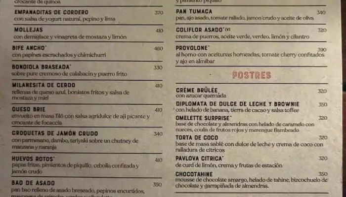 Asencio Bar -  Menu - Montevideo