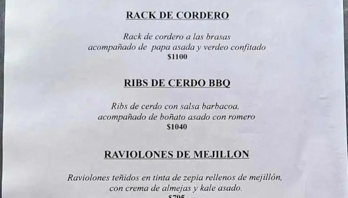 Atlantico -  Menu - Punta del Este