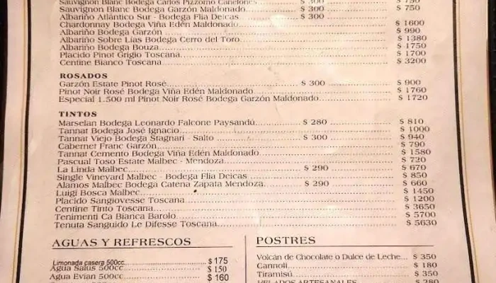 Atrevida -  Menu - Punta del Este