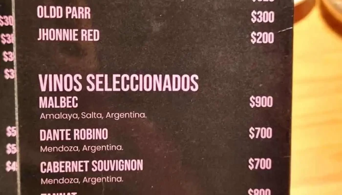 Bakers Bar Menu - Montevideo