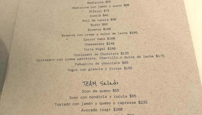 Baldomero Cafe -  Menu - Montevideo