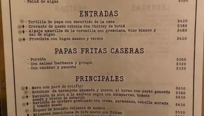 Bar La Onda -  Menu - La Paloma
