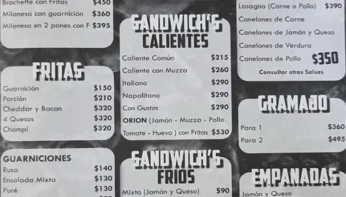 Bar Orion -  Menu - Montevideo
