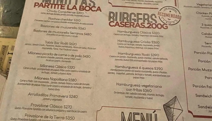 Bar Rodo -  Menu - Montevideo