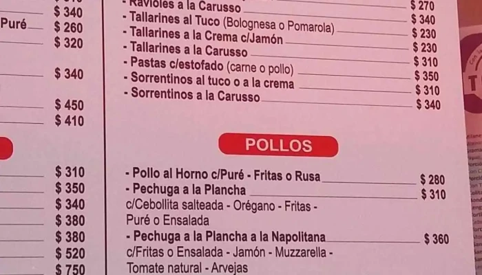 Bar Touring -  Menu - Montevideo