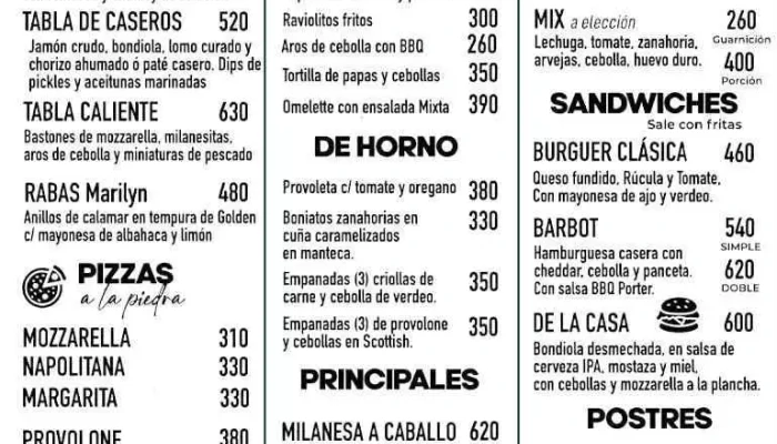 Barbot -  Menu - Col. del Sacramento