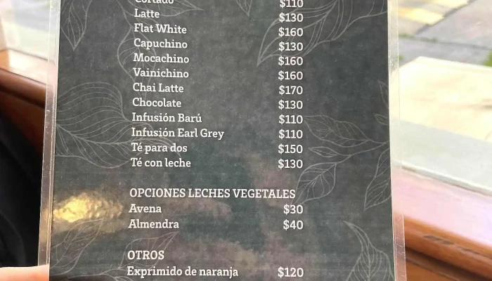 Baru Cafe Menu - Montevideo