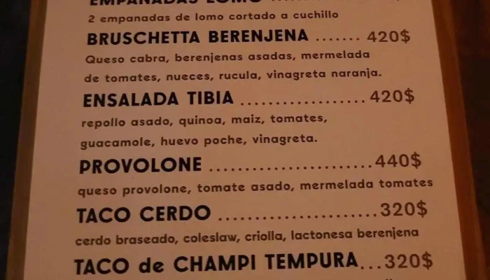 Birra Brava -  Menu - Montevideo