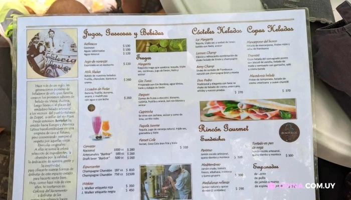 Bortolot Gelato Caffe Menu - Col. del Sacramento