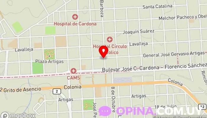 mapa de BPS Banco de Previsión Social Banco en Cardona