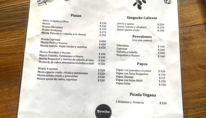 Brecha Bar Y Cafe -  Menu - Montevideo