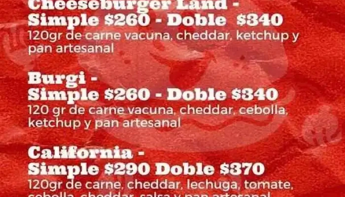 Burger Land -  Menu - Paysand&uacute;