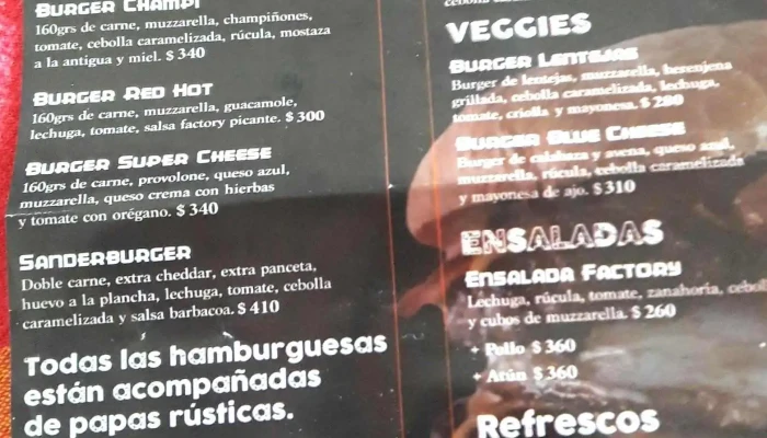 Burgerfactory Menu - Punta del Este