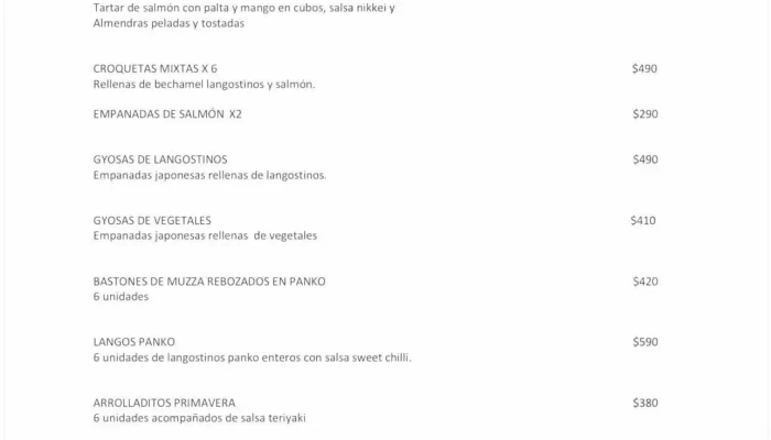 By Mora Sushi Bar -  Menu - Punta del Este