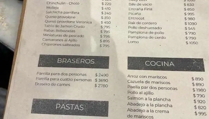 Cabana Veronica Menu - Montevideo