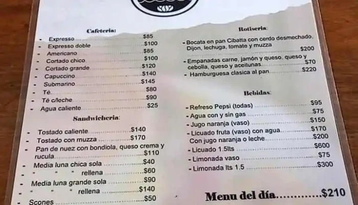 Cafe Del Lago Menu - Montevideo