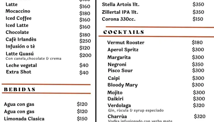 Cafe Guasu Menu - El Tesoro