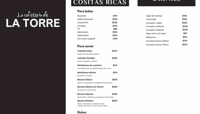 Cafeteria De La Torre Menu - Montevideo