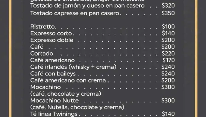 Caffelatte Bistro Menu - Atlántida