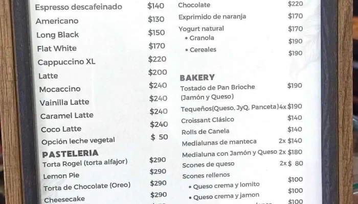 Caminito Cafe Menu - Montevideo