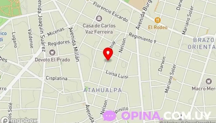 mapa de Campus Prado Campo de fútbol, Parrilla, Servicio de fiestas infantiles, Escuela de artes marciales, Polideportivo en Montevideo