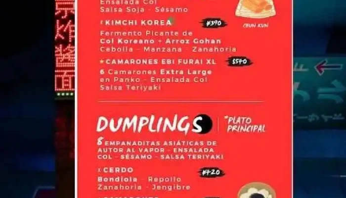 Cantina Asiatica Menu - Montevideo