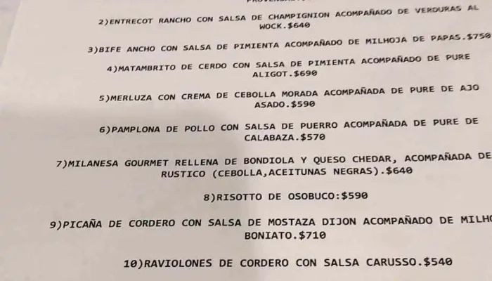 Caramora -  Menu - Dolores