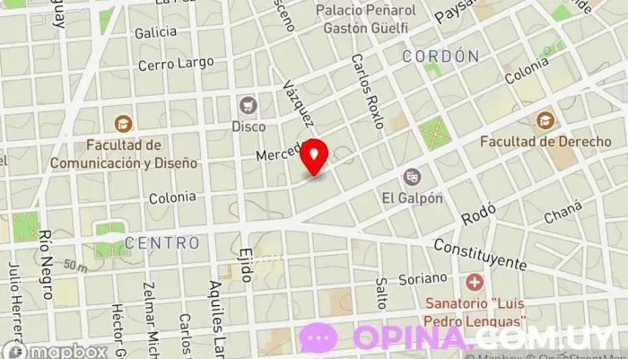 mapa de Casa de Galicia | Policlínico Central Hospital privado en Montevideo