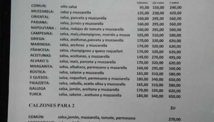 Casa Meira Restaurante -  Menu - Nuevo Berlín