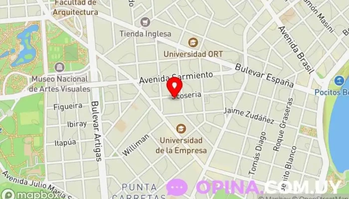 mapa de Cénit Odontología de Vanguardia Clínica dental, Dentista cosmético, Periodoncista de implantes dentales, Dentista en Montevideo