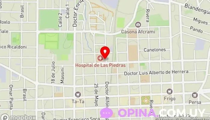 mapa de Centro Auxiliar Dr Francisco Espinola Centro de salud en Las Piedras