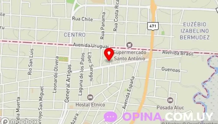 mapa de Centro de Lenguas Extranjeras Chuy, Uruguay Institución educativa en Chuy