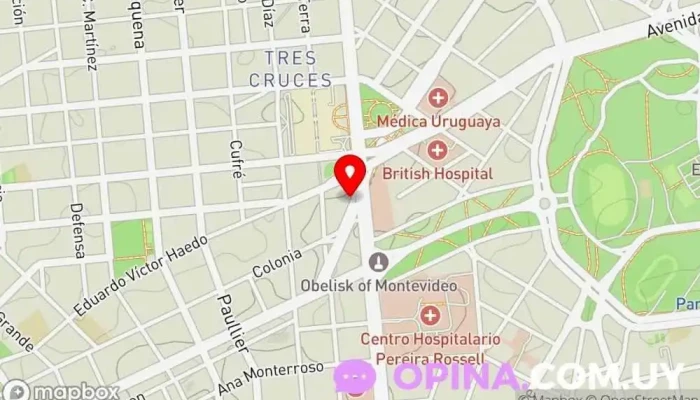 mapa de Centro Médico Estético Butterfly Grupo médico, Esteticista, Dermatólogo, Nutricionista, Cirujano plástico en Montevideo