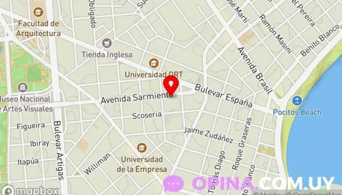 mapa de Centro Médico Pocitos (UCM) - Pocitos Centro médico, Hospital en Montevideo