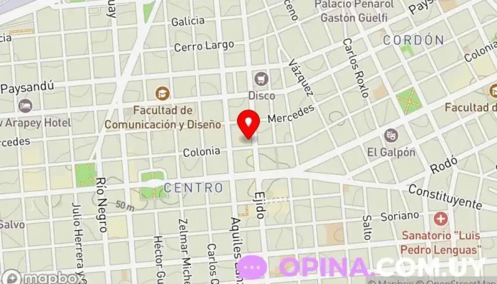 mapa de Centro Odontológico Dr. Andrés Cousillas Clínica dental, Higienista dental, Dentista, Endodoncista, Dentista infantil en Montevideo