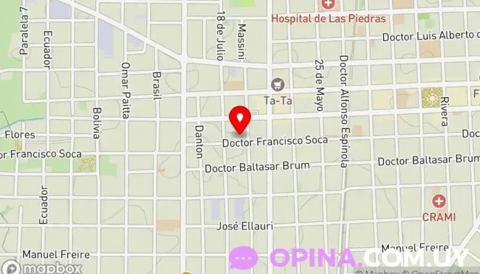 mapa de Centro Odontológico Integral y Maxilofacial Dentista, Clínica dental, Laboratorio dental, Endodoncista, Cirujano maxilofacial, Ortodoncista, Dentista infantil en Las Piedras