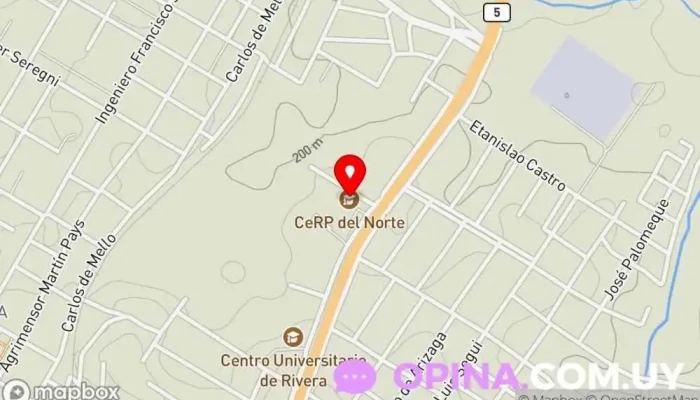 mapa de Centro Regional de Profesores del Norte Escuela en Rivera