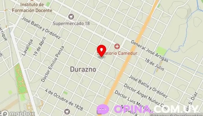 mapa de Centro Residencial Durazno Centro de salud comunitario en Durazno