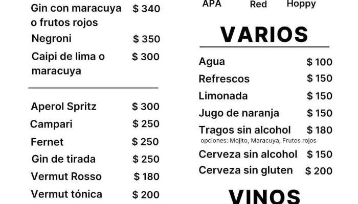 Cerveceria Shelter Menu - Montevideo