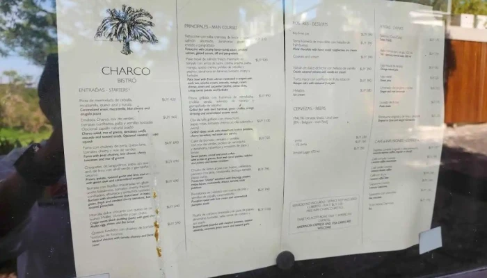 Charco Bistro Menu - Colonia del Sacramento